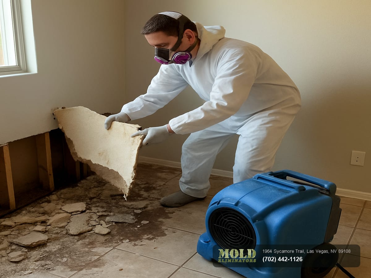 Moisture mapping at the base of a Las Vegas wall where the baseboard has warped