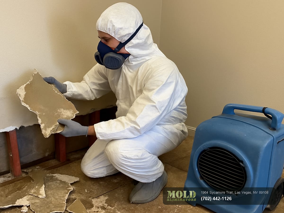 Containment and drying equipment set up in a Las Vegas bathroom after an overflowing toilet