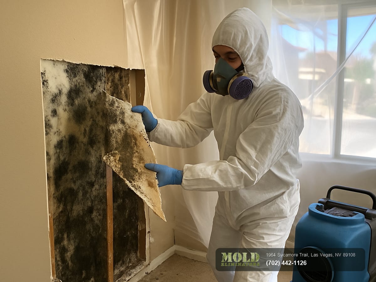 Mold Eliminators technician arriving for mold removal at a Summerlin, Nevada home