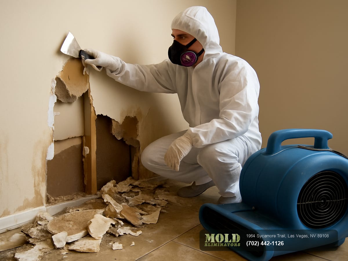 Peeling and bubbling paint on a Las Vegas interior wall caused by moisture trapped behind the surface
